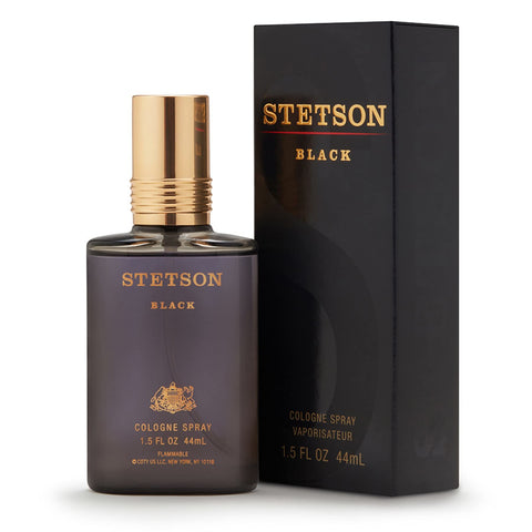 Stetson Black Cologne for Men, Woody, Dark and Spicy Scent, 1.5 Fl Oz