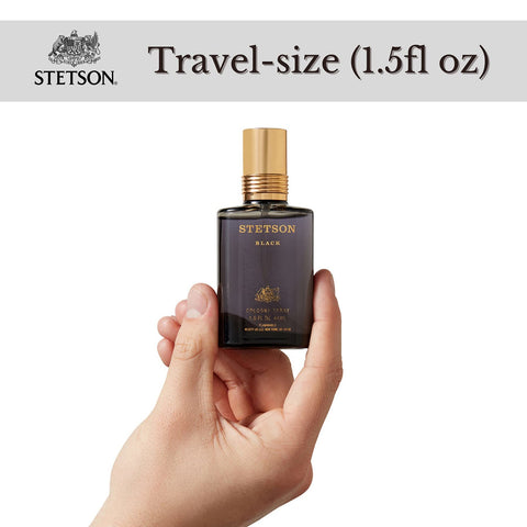 Stetson Black Cologne for Men, Woody, Dark and Spicy Scent, 1.5 Fl Oz